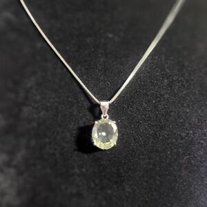 Montezuma Prasiolite/Green Amethyst Solitaire Sterling Silver Pendant Necklace